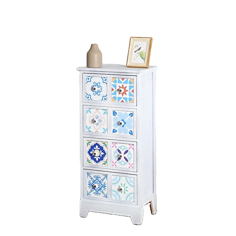 Винтажный комод из массива дерева с выдвижными ящиками для гостиной окрашенный шкаф хранения Многоуровневая Ночная подставка