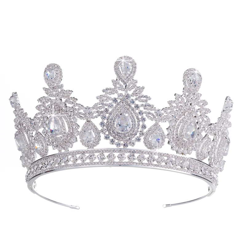 Wedding Accessories Bridal Hair Tiaras Water droplets Hair Crown Copper Rhinestone sliver Plating Wedding Crowns BC3620