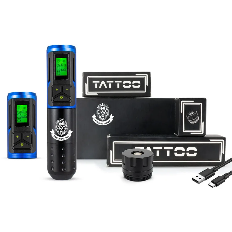 Tattoo Gun Set Complete Wireless Tattoo Machine 2400mAh Power Tattoo Practice Skin bandage suitable for beginners