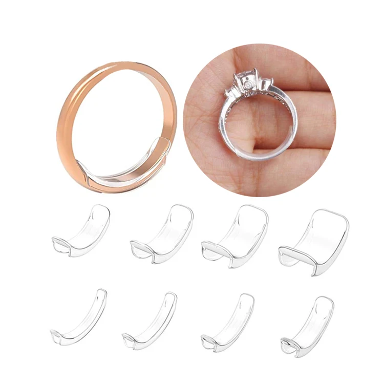 8 Sizes Pack TPU Silicone Invisible  Ring Sizer Set Ring Size Adjuster for Loose Rings Jewelry Resizer Spacer Fit Any Widths