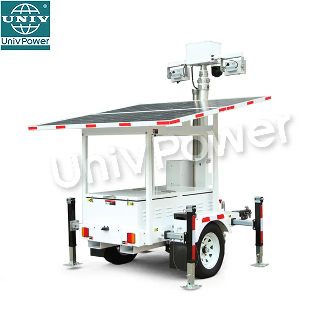 Mobile Solar Powered CCTV Camera Surveillance Trailer For Outdoor Use