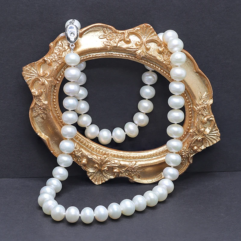 Пастон оптовая цена 8-9 мм пресноводный жемчуг ожерелье для женщин Серебряное 925