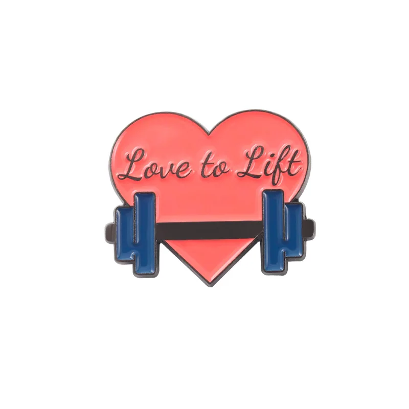 New sports equipment alloy brooch exquisite girl dumbbell modelling baking paint badge prevent naked buckle lapel pin