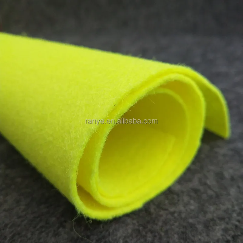 3mm 350-600g Soft Yellow PET Felt Tennis Ball Fabric for Cricket Ball Play