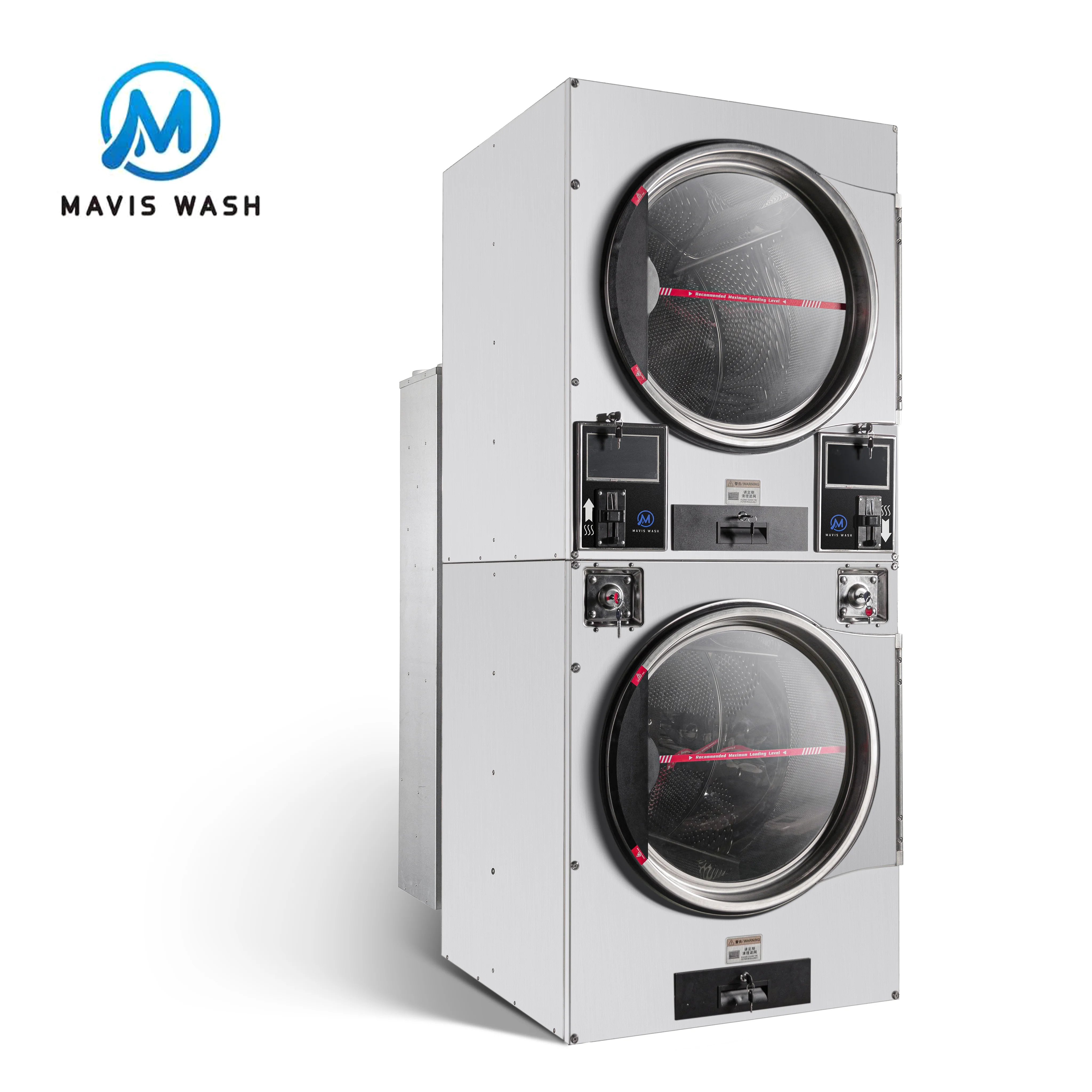 Industrial 22 kg 100 lbs Stack Tumble Dryer Coin-operated Laundry Machine