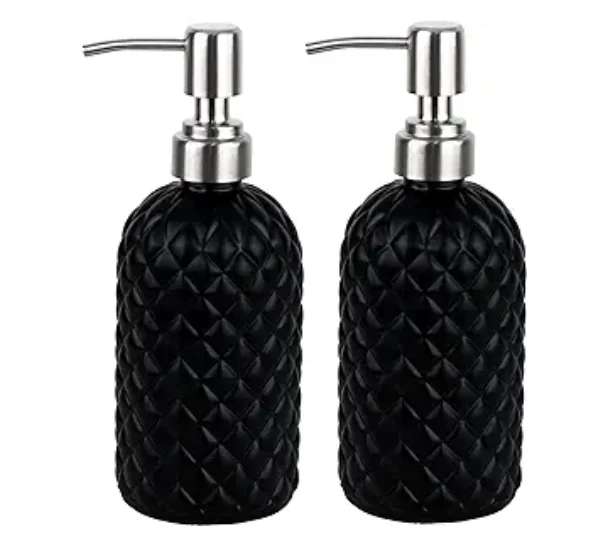 Bathroom & Kitchen Glass Hand and Dish Soap Dispenser with 304 Rustproof Stainless Steel Pump