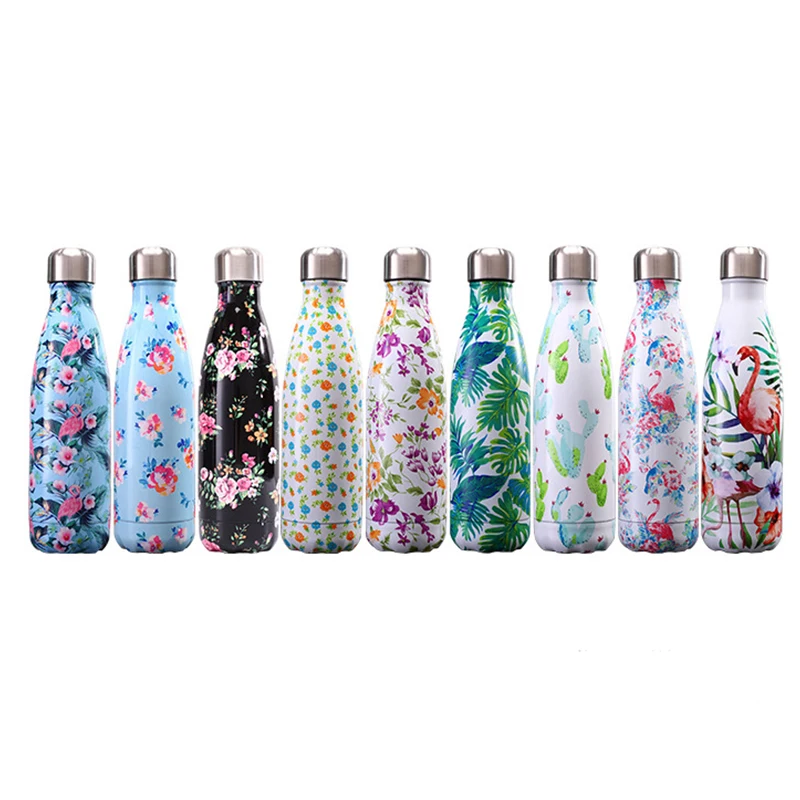 2019 Amazon Hot Sale 17oz Wood Double Wall Vacuum Insulated Coke Cola Shape Water Bottle