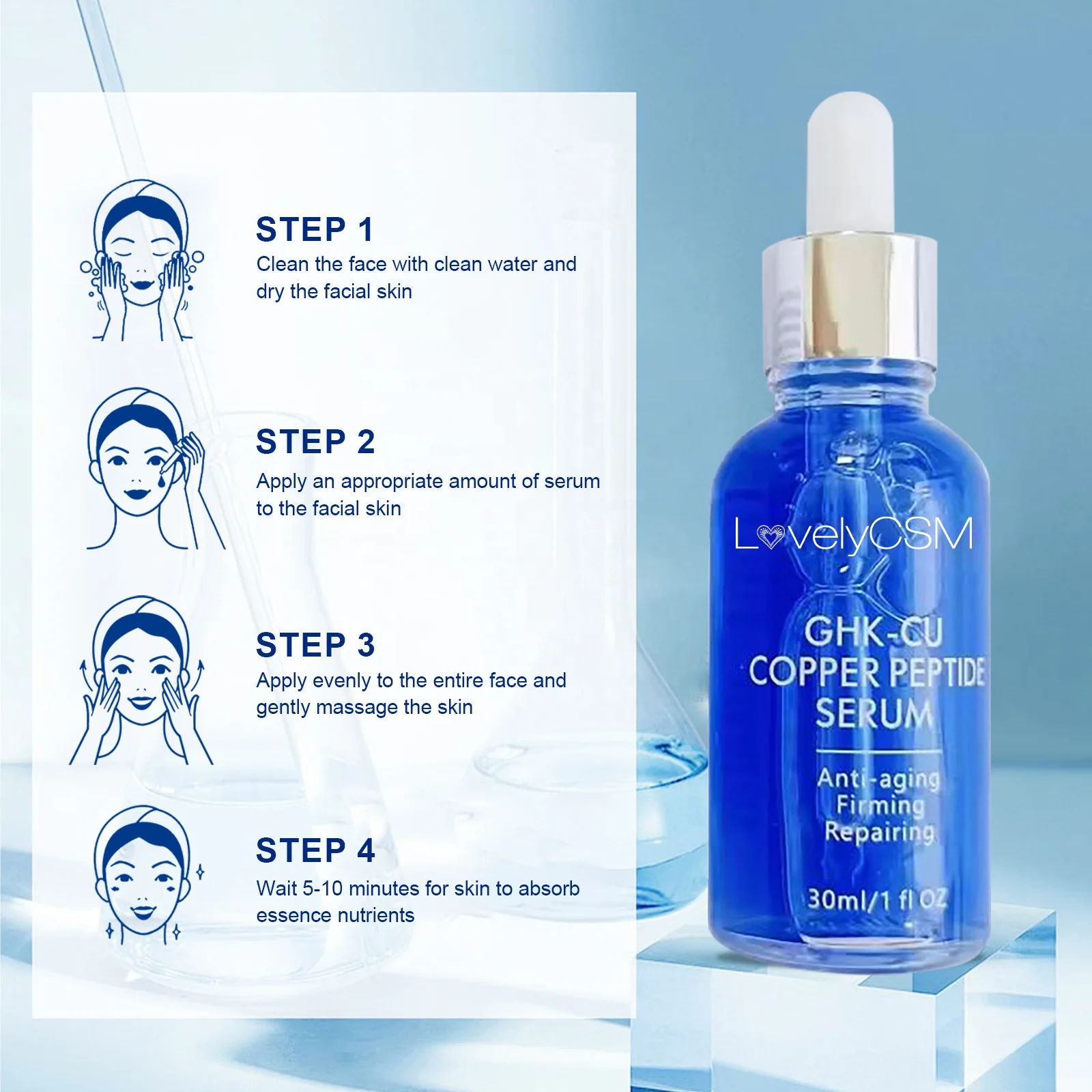 Copper peptide anti-wrinkle hydrating serum