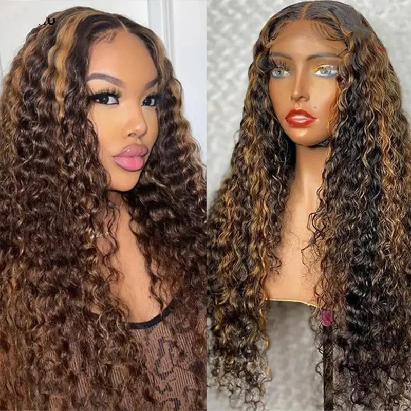 13x4 Human Hd Lace Front 180% Density Virgin Hair Highlighted Wigs With Hd Piano Color 30 Inch Human Wig For Black Women - Buy 3