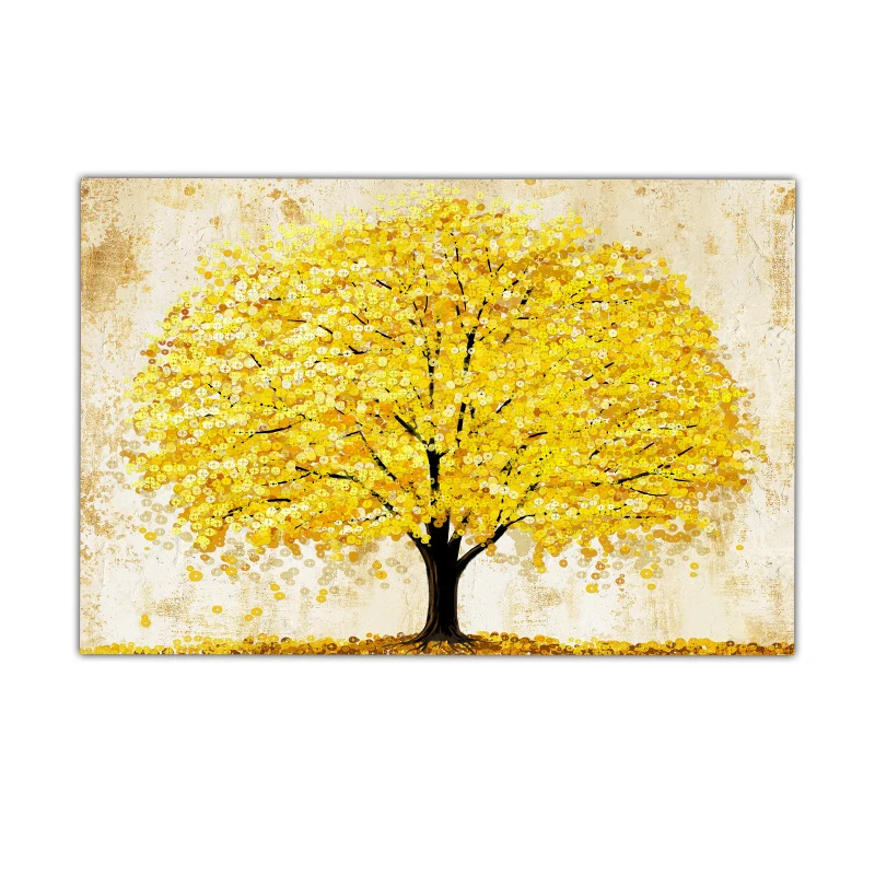 Modern painting hotel artwork wall art The gold leaf tree picture decorative handmade oil paintings on canvas scenery