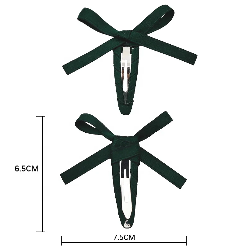 Gordon Ribbons Factory wholesale christmas hair tie bow mini solid cute satin hair clip for little baby hair accessories