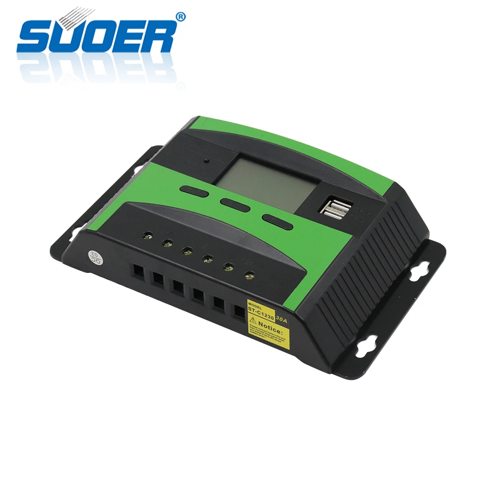 Suoer ST-C1230 12V 24V 30A solar panel PWM Solar Charge Controller
