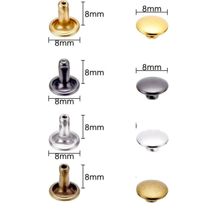 Double Cap Skull Punk Brass Rainbow Female Stainless Steel Round Head 8mm Mushroom Cone Metal Screw Rivet For Leather