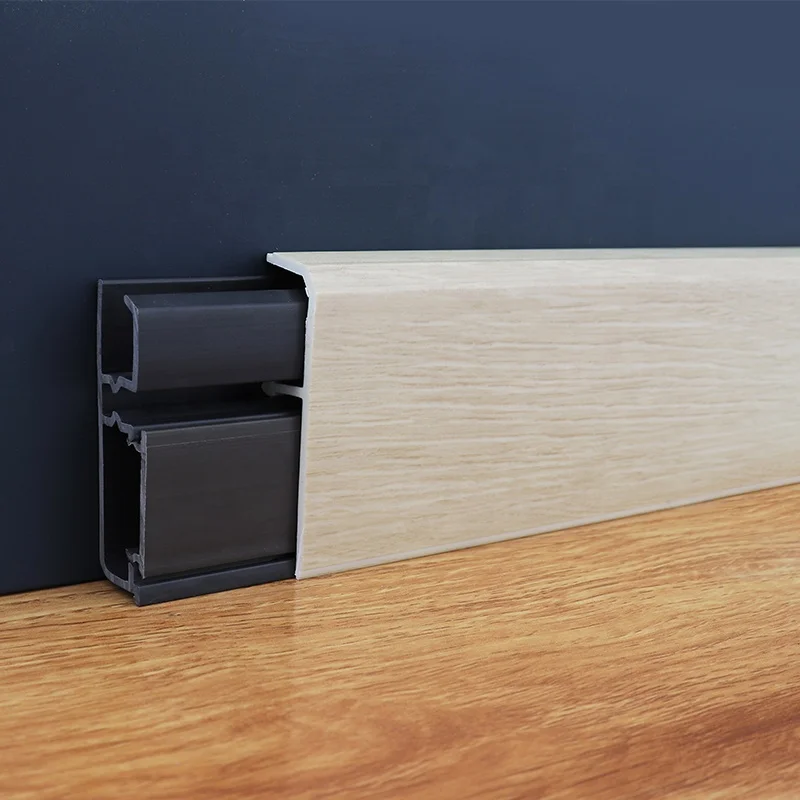 P55-A, Raitto Plastic Chinese market plastic skirting board cable channel skirting with integrated cable ducting