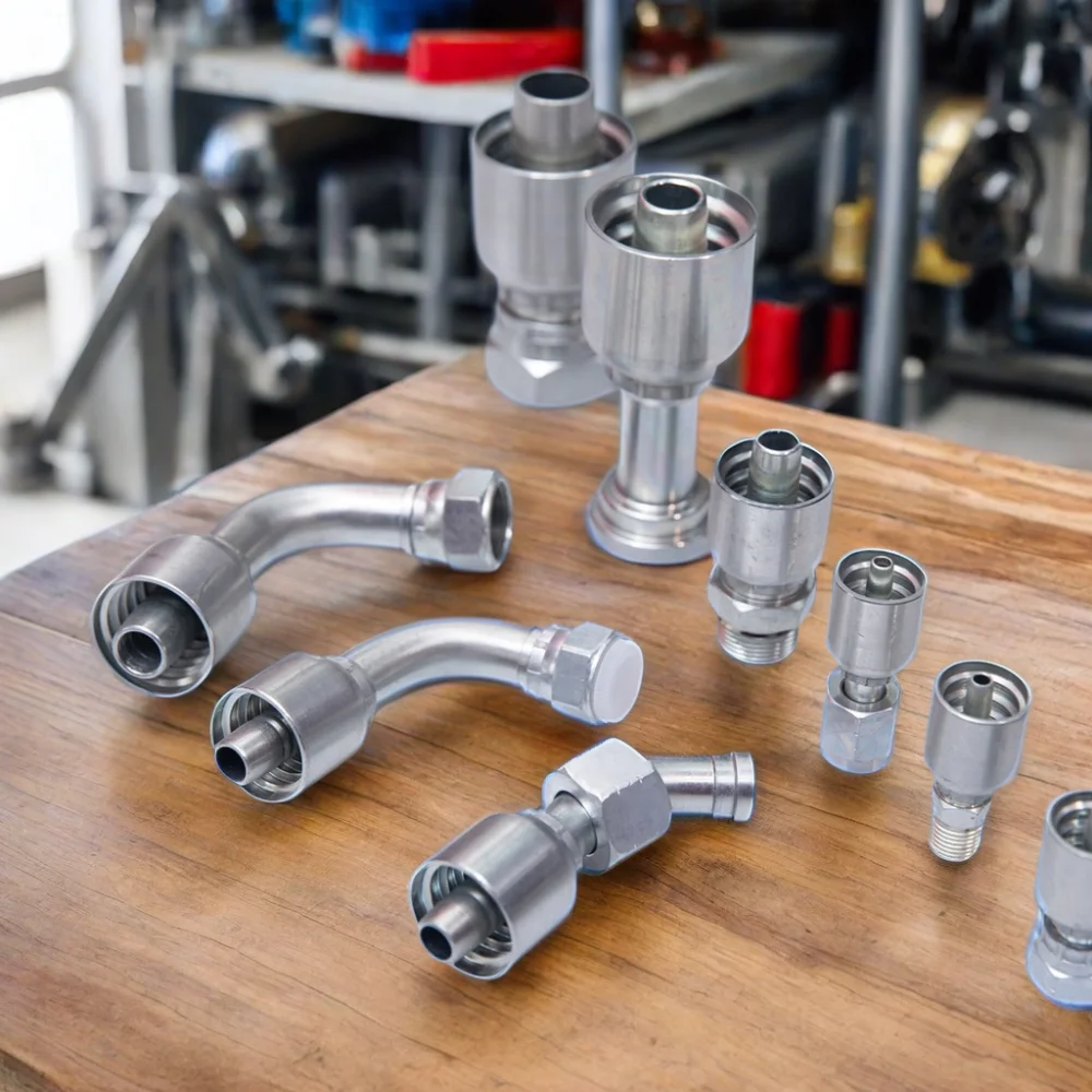 Hydraulic Steel Coupling Fittings Ferrule 60 90 degrees Elbow Crimp Hose Connectors Pipe Fittings