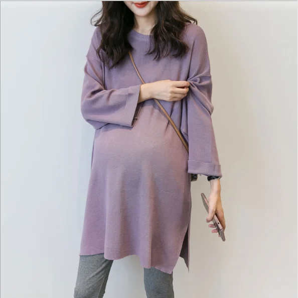 
Wholesale autumn new maternity wear round neck pullover sweater dress for pregnant women 