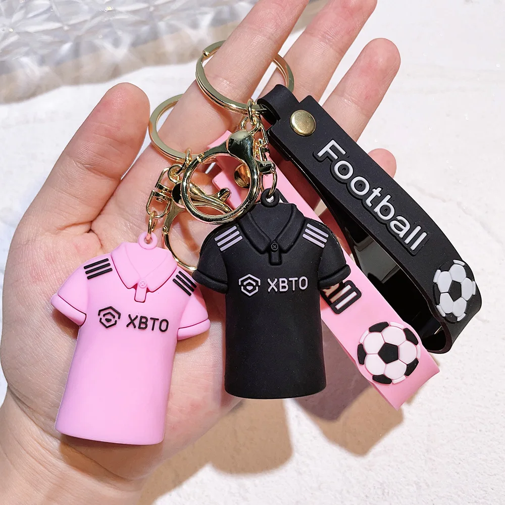 Latest Style design cartoon character inter miami cf messi jersey rubber keychains with wristlet
