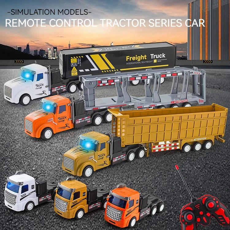 1:32 Detachable Tanker Truck Engineering Vehicles Container Semi Trailer Wireless Electric Toy Car Rc Dump Trucks With LED Light