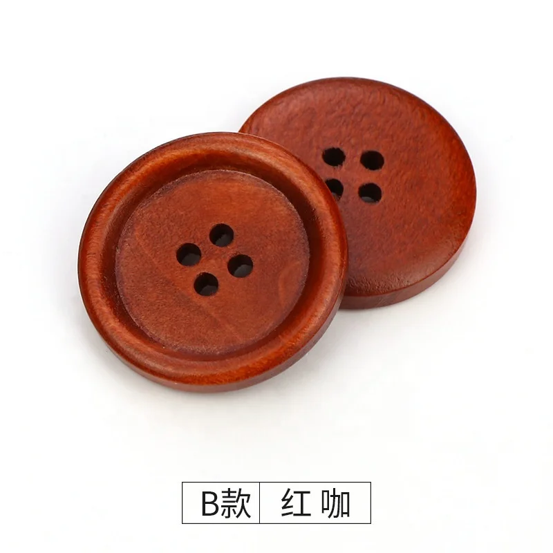Custom 25mm Round Wooden Buttons Sewing Flatback Button 4 holes assorted colour for Garment DIY