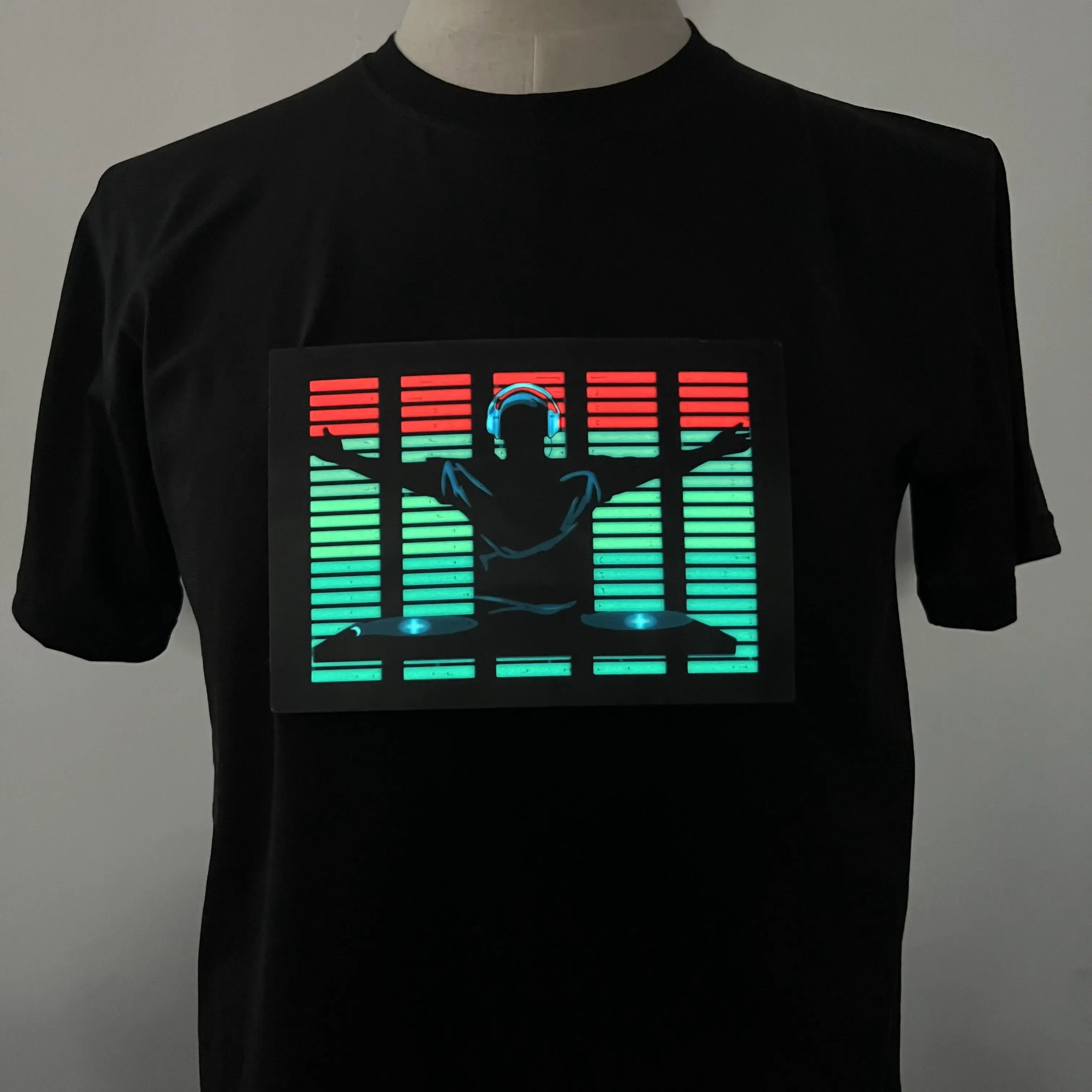 Wholesale Custom Sound Activated EL Flashing Tshirt LED T shirt el panel T Shirt