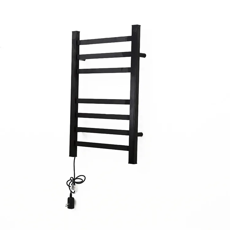 Новый дизайн 2021, домашняя настенная вешалка для полотенец для ванной комнаты черного цвета, алюминиевые Вешалки для полотенец с электрическим подогревом