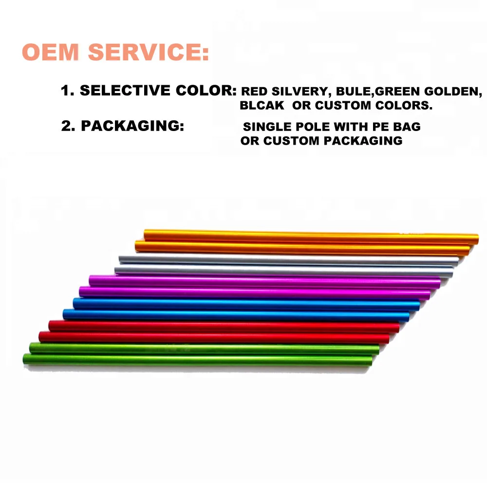 
Qiyun center pole tent 25mm diameter 240cm length aluminum customized anodized foldable camping tarp canopy aluminum tent pole 