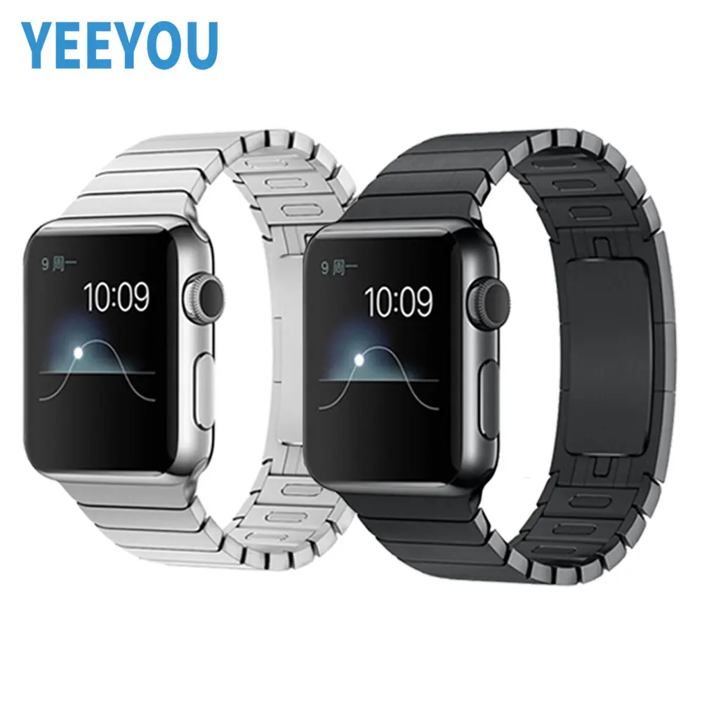 Luxury Stainless Steel Watch Band Metal Strap 44mm 40mm for iWatch Black Silver 41mm 45mm