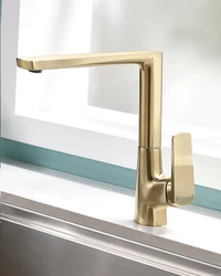 Sell Well New Type Modern Brass Single Handle Brushed Gold Kitchen Sink Faucet