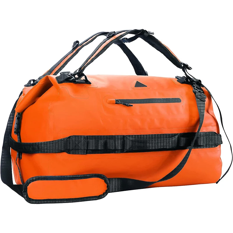 Roll-top Dry Duffel Backpack Large Waterproof Dry Sack Heavy Duty Duffle Bag with Backpack Straps for Kayaking Rafting Boating