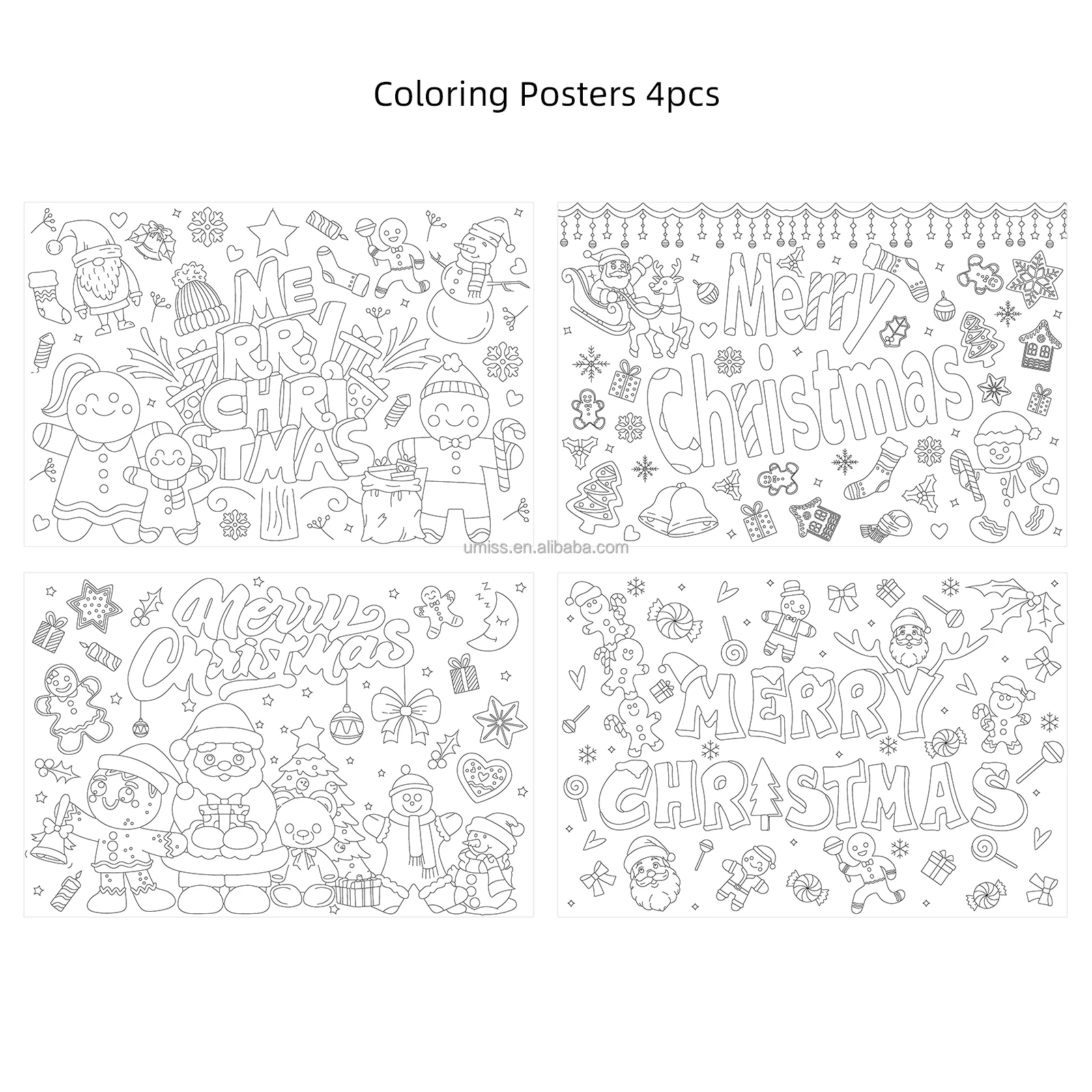 Merry Christmas Photo background coloring poster  Party decoration set Party & holiday paper banner supplies paper home decor