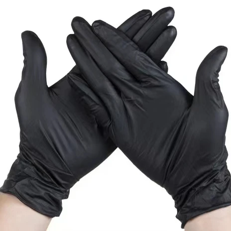 
Factory Direct sales latex disposable Black Nitrile Gloves 