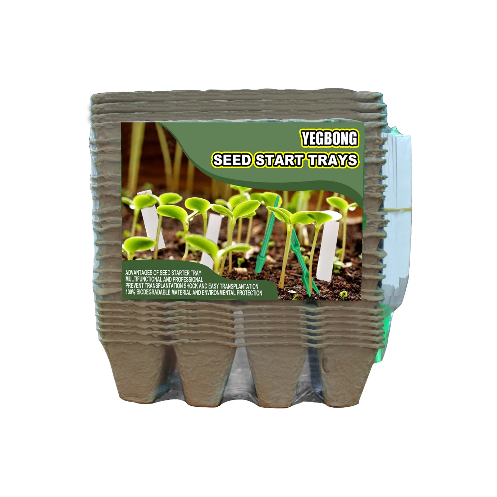 YEGBONG OEM&ODM Seedling Starter Tray Plant Germination Box Seed Nursery Cup Organic Biodegradable Pot Seed Tray Planting Tools