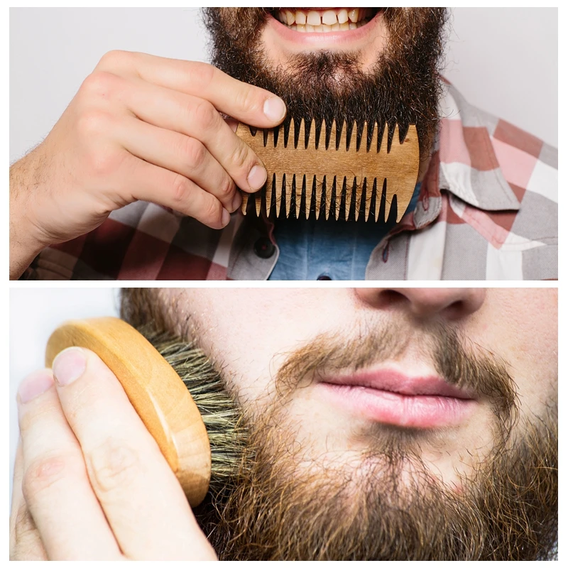 Beard Care Kit Men Professional Beard Growth Kit Shampoo Brush Oil Comb Cream Roller Beard Care Set