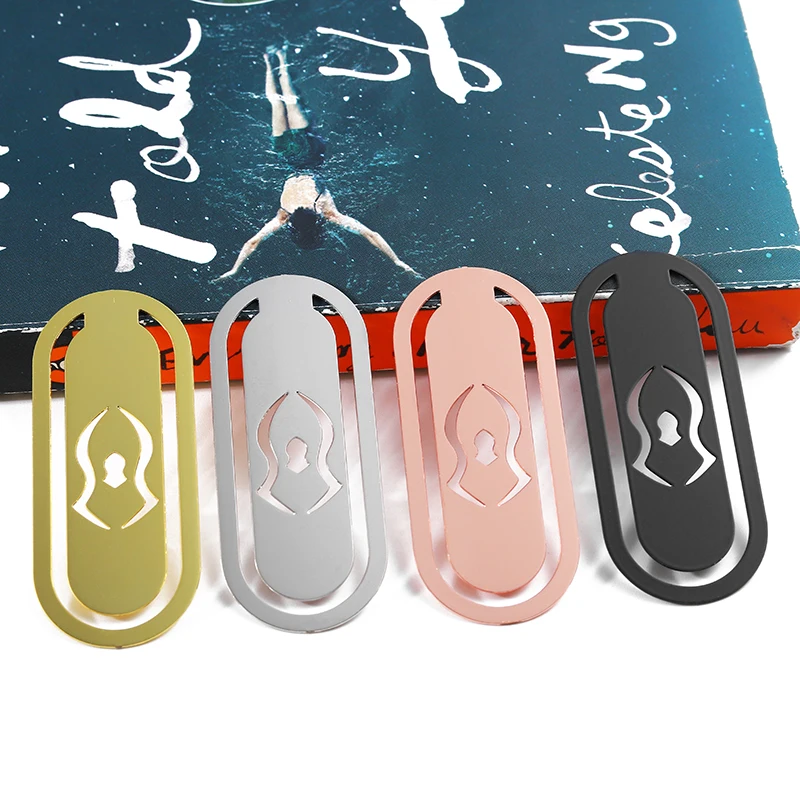 New Unique Bookmarks Hollow Metal Bookmark Clip Brass Gold Silver Black Stainless Steel Bookmarks for Book with Packing Card