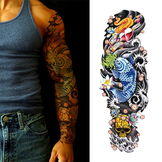 Wholesale Temporary Tattoo Factory Cool Men Women Waterproof Temporary Tatoo Sticker Full Arm
