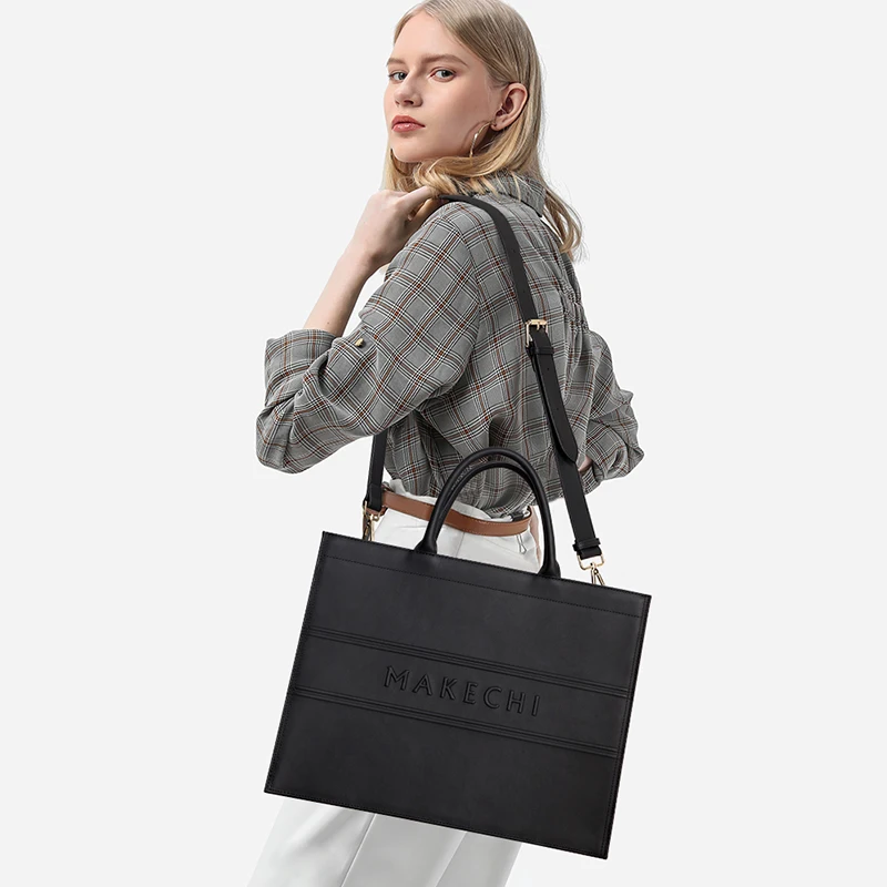 2024 new arrival Ladies  Luxury Genuine Leather Hand Bag Durable Business 15 Inches Laptop Large Tote bag