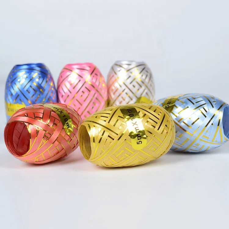New promotional customized gift packing balloon ribbon rolls, christmas decoration 10m curly ribbon egg