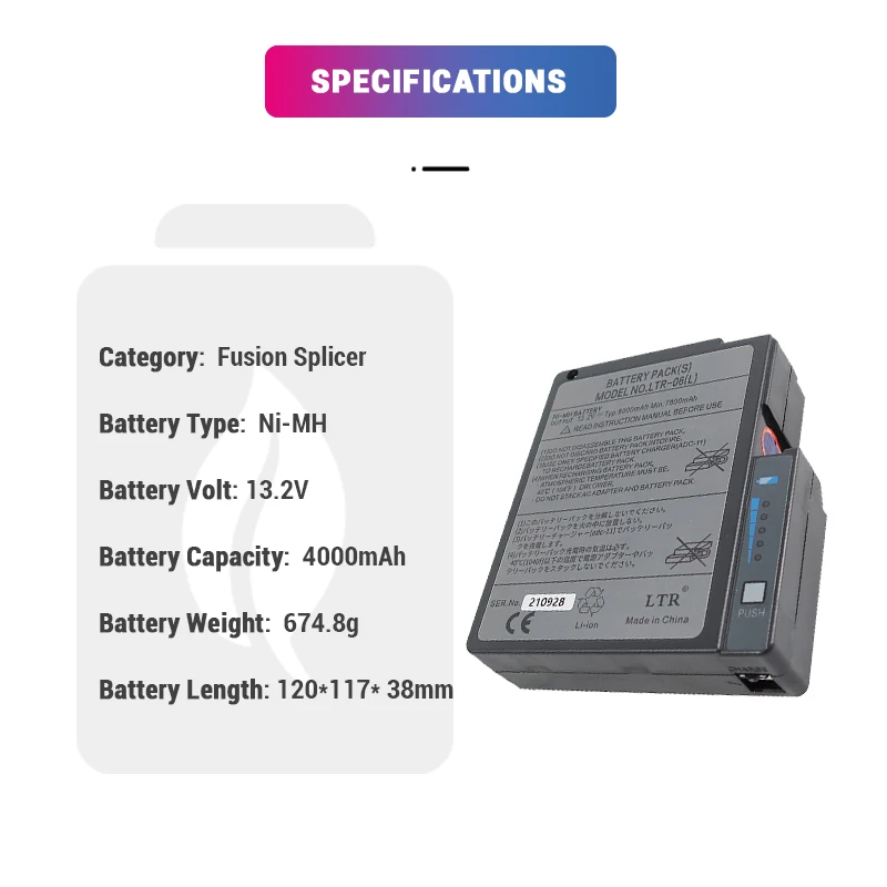 Новый бренд Ni-MH 13 2 В 4000 мАч сменный аккумулятор BTR-06 LTR-06 FSM-50S FSM-50R FSM-17S FSM-17R для Fujikura Fusion Splicer