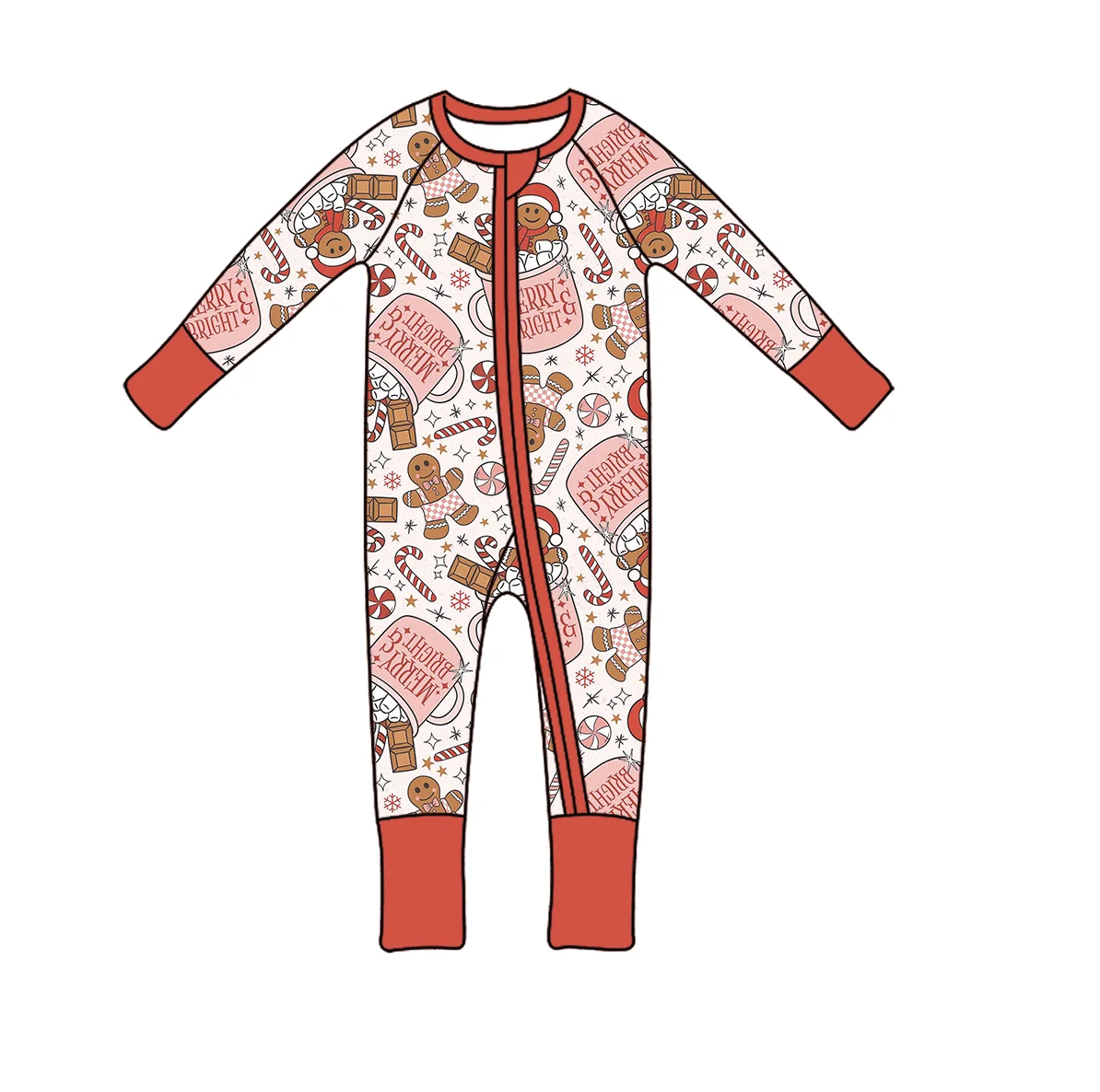 Low Moq Kids Penguins Printed Zipper Bamboo Fabric Custom Pattern Bamboo Romper