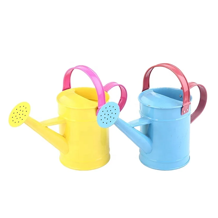 Fahion new design 1L garden metal watering can with color handle kids watering pot