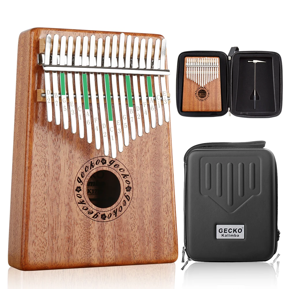 Best Selling Gecko 17 Key Kalimba Support Customizable Professional Musical Instrument Mini Wooden Thumb Piano Kalimba