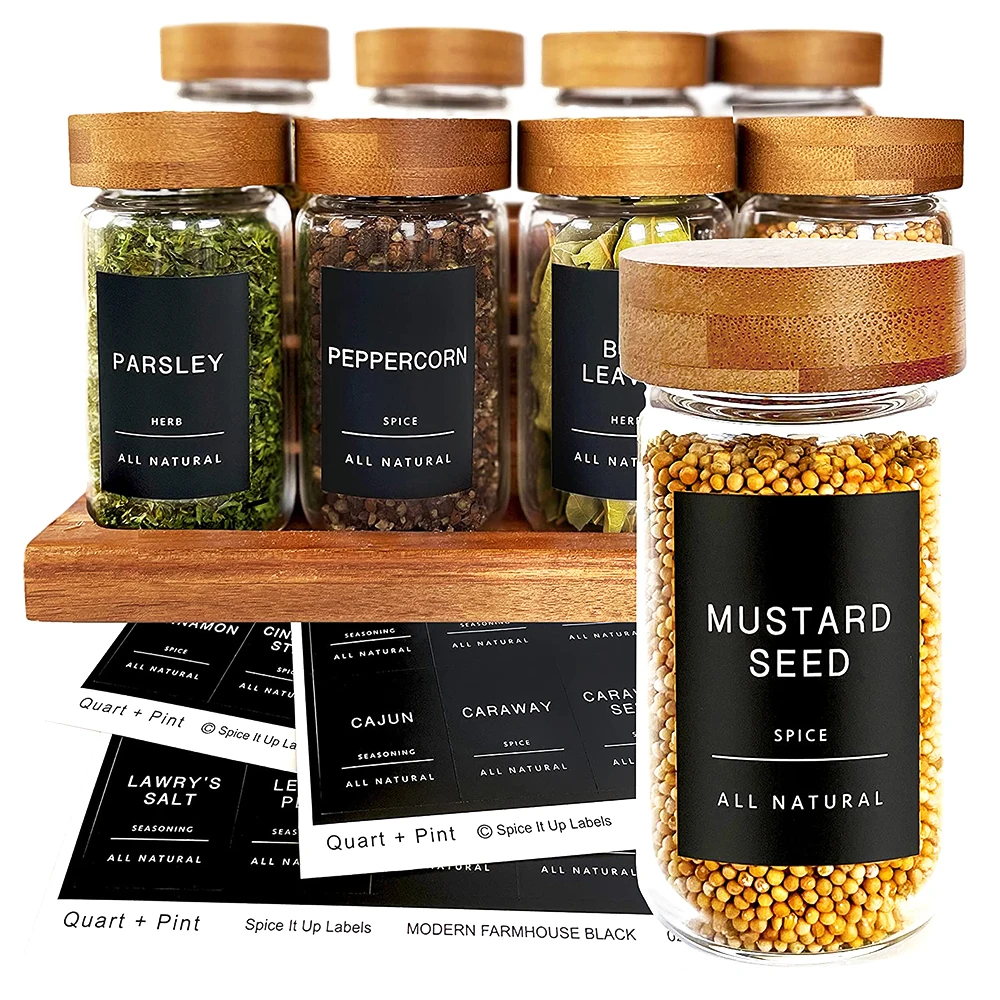 Waterproof Spice Label And Pantry Label Set Herbs Names Water Resistant Custom Spice Jar Sticker For Spice Organization