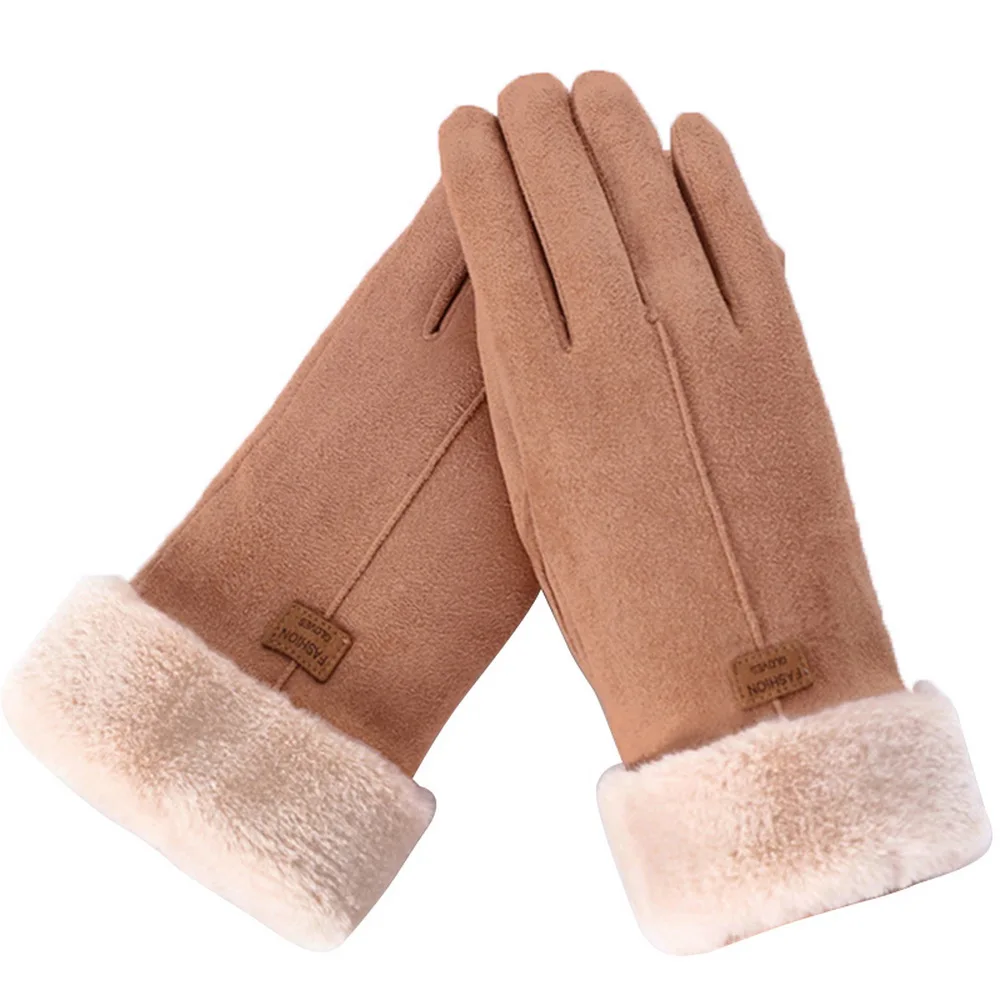 Классические зимние кашемировые перчатки, ветрозащитные плотные флисовые мягкие теплые перчатки для студентов и велоспорта