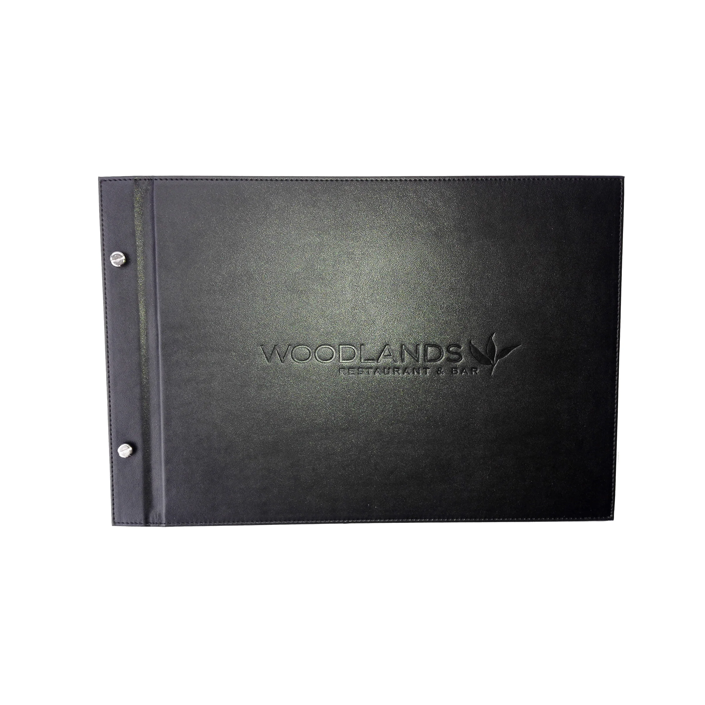 Matte Black PU Leather A4 Hardcover Restaurant Menu Book