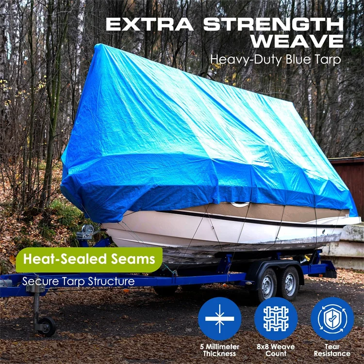 YRH Factory 12ftx20ft Heavy Duty Poly Waterproof Pe PVC Camping Tarps Insulated Concrete Curing Blanket Tarpaulins Roll Sheet