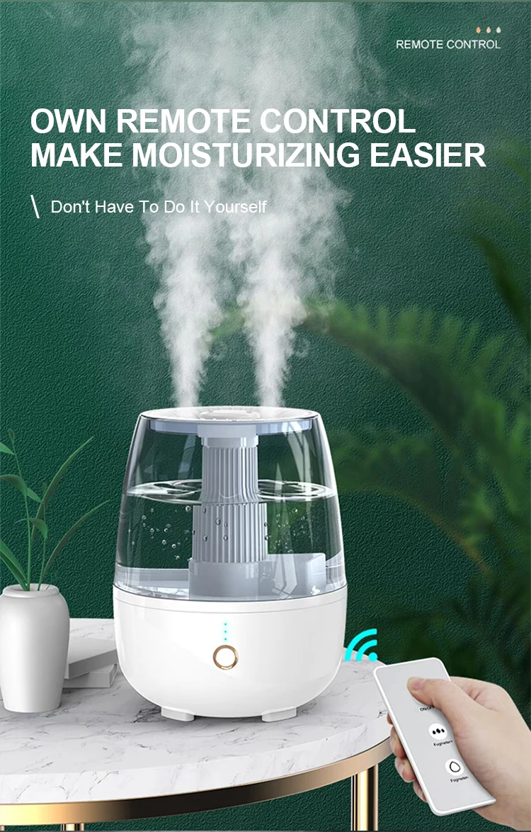 6.5L Dual Spray Humidifier Portable Air Mist Maker H2O Nano Mist  Large Water Tank Home use Ultrasonic Air Humidifier