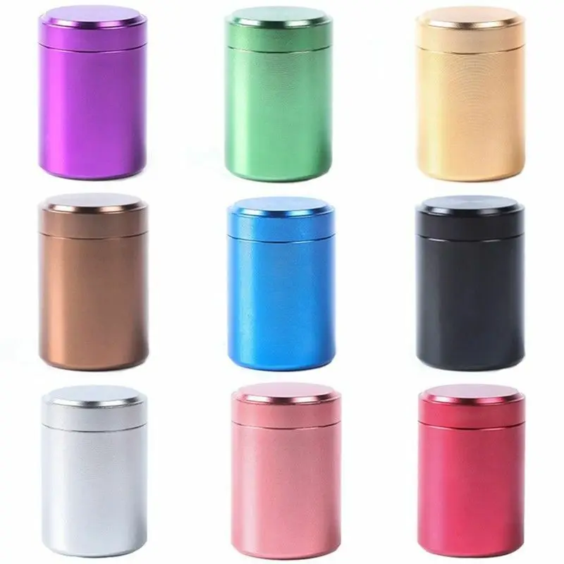 70ML 140ML Solid Color Airtight Smell Proof Container Aluminum Herb Stash Metal Sealed Can Tea Jar Tobacco Storage Boxes