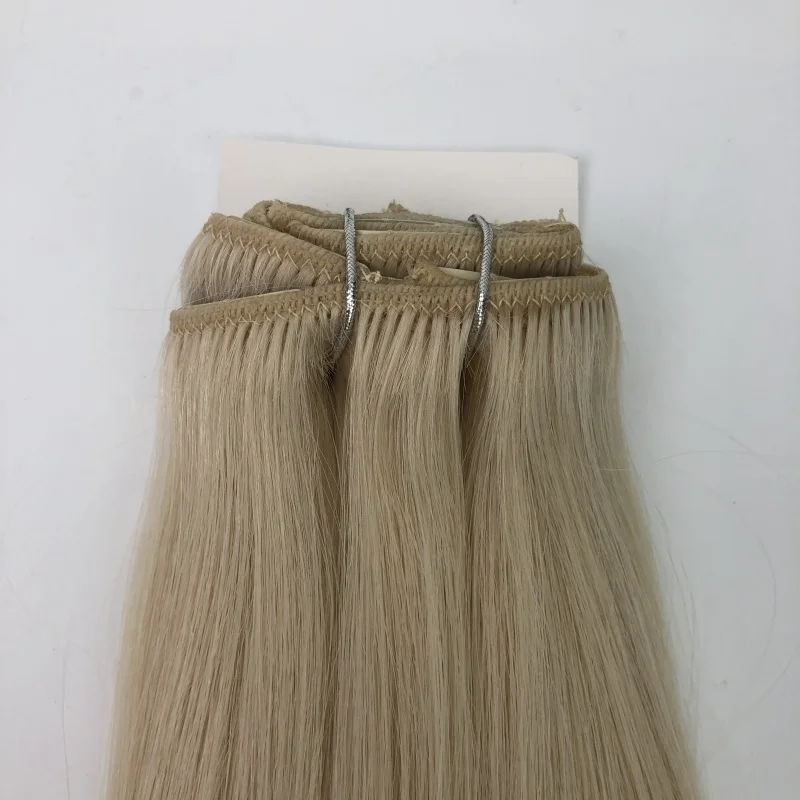 EMEDA Raw russia virgin cuticle aligned silver blonde clip in hair extensions for white woman 100g