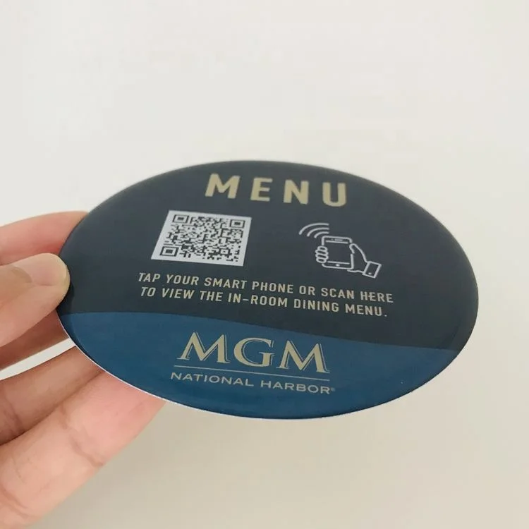 NFC эпоксидная наклейка меню наклеить на стол для самостоятельного заказа еды в