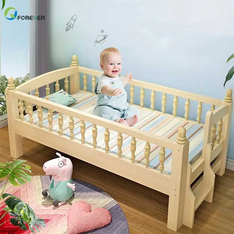 YQ JENMW Children Bed With Guardrail Single Child Solid Wood Boy Small Bed Girl Princess Baby Bed